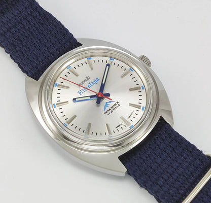 HMT Himalaya Para Shock 17 Jewels Silver Dial Transparent Back Mechanical Hand winding Men's Wrist Watch Discover-Diamonds