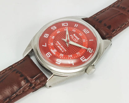 HMT Pilot Para Shock 17 Jewels Red Dial Mechanical Hand winding Men's Wrist Watch - Discover-Diamonds