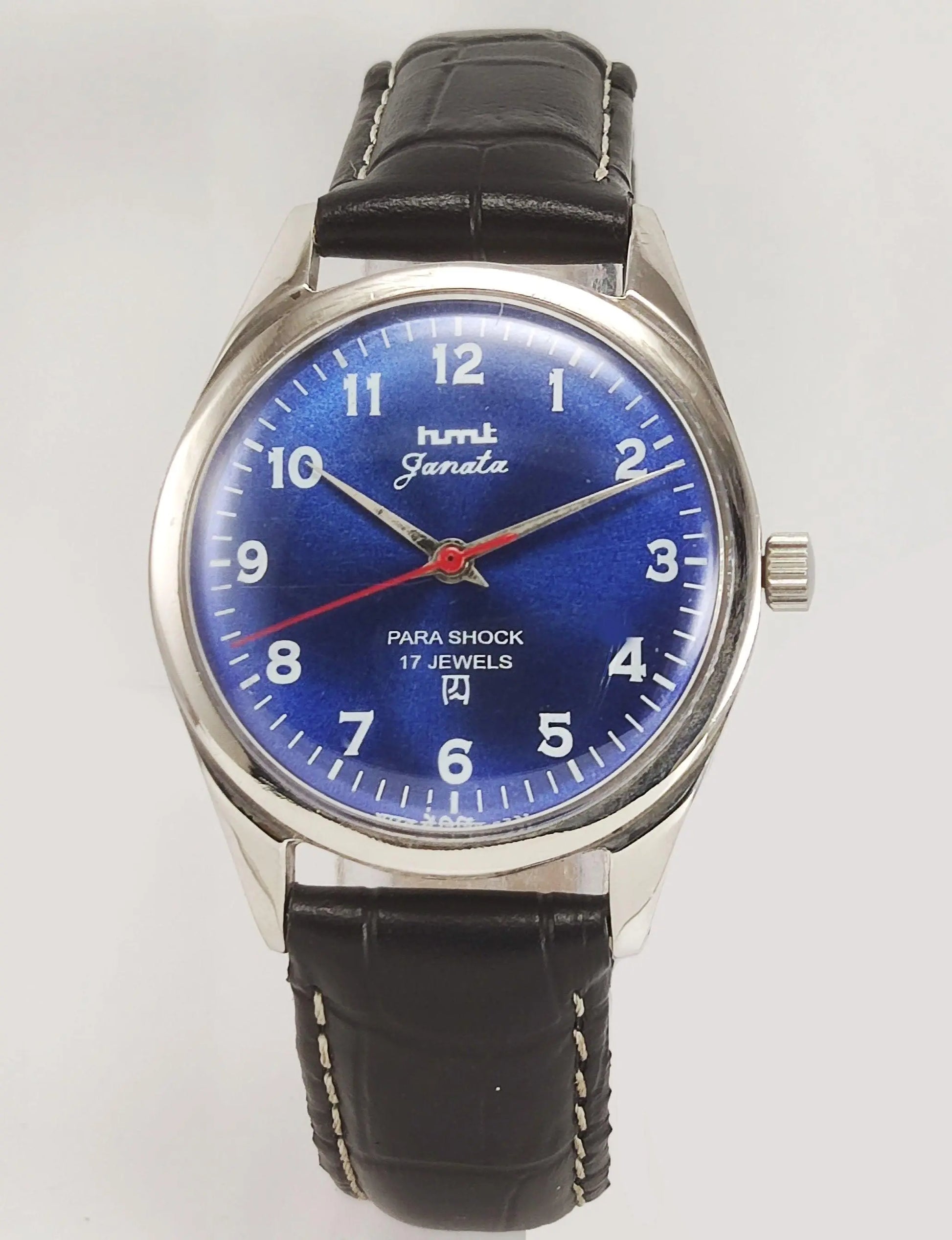 HMT Janata Para Shock 17 Jewels Blue Dial Mechanical Hand winding Men's Wrist Watch - Discover-Diamonds