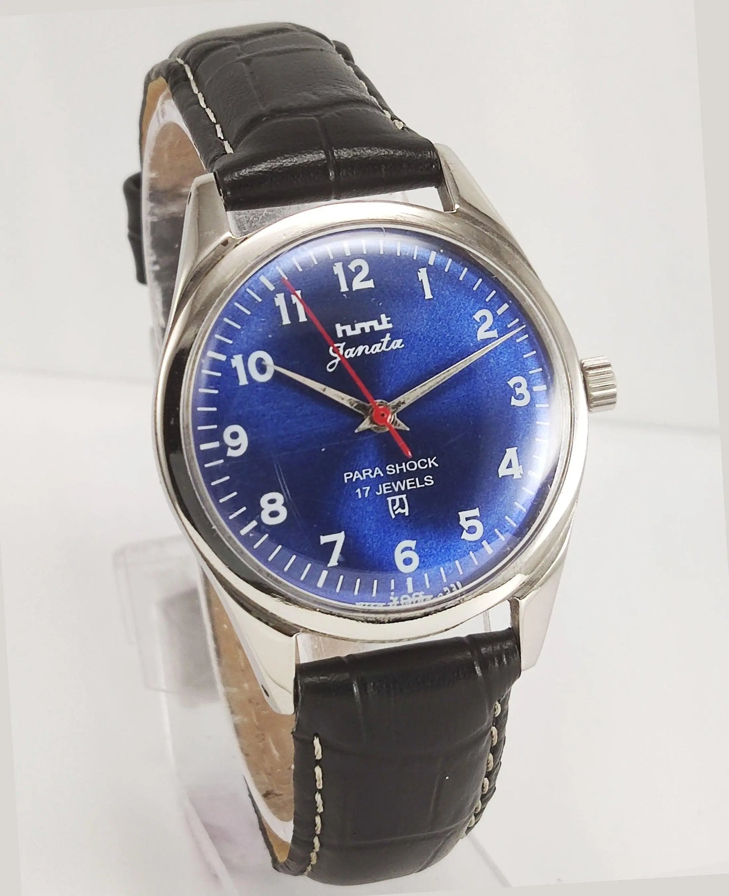 HMT Janata Para Shock 17 Jewels Blue Dial Mechanical Hand winding Men's Wrist Watch - Discover-Diamonds