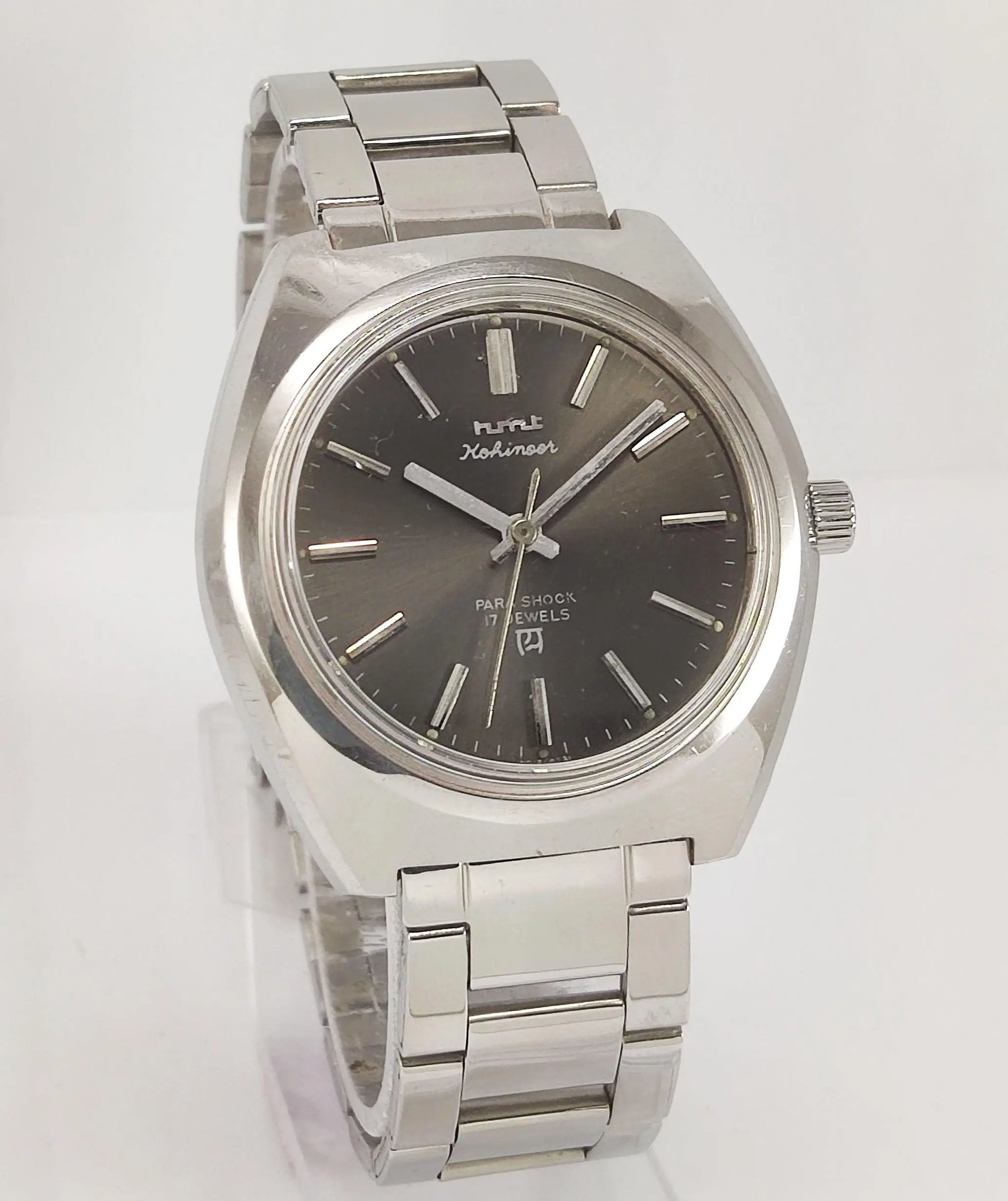 HMT Kohinoor Para Shock 17 Jewels Gray Dial Mechanical Hand winding Men's Wrist Watch - Discover-Diamonds