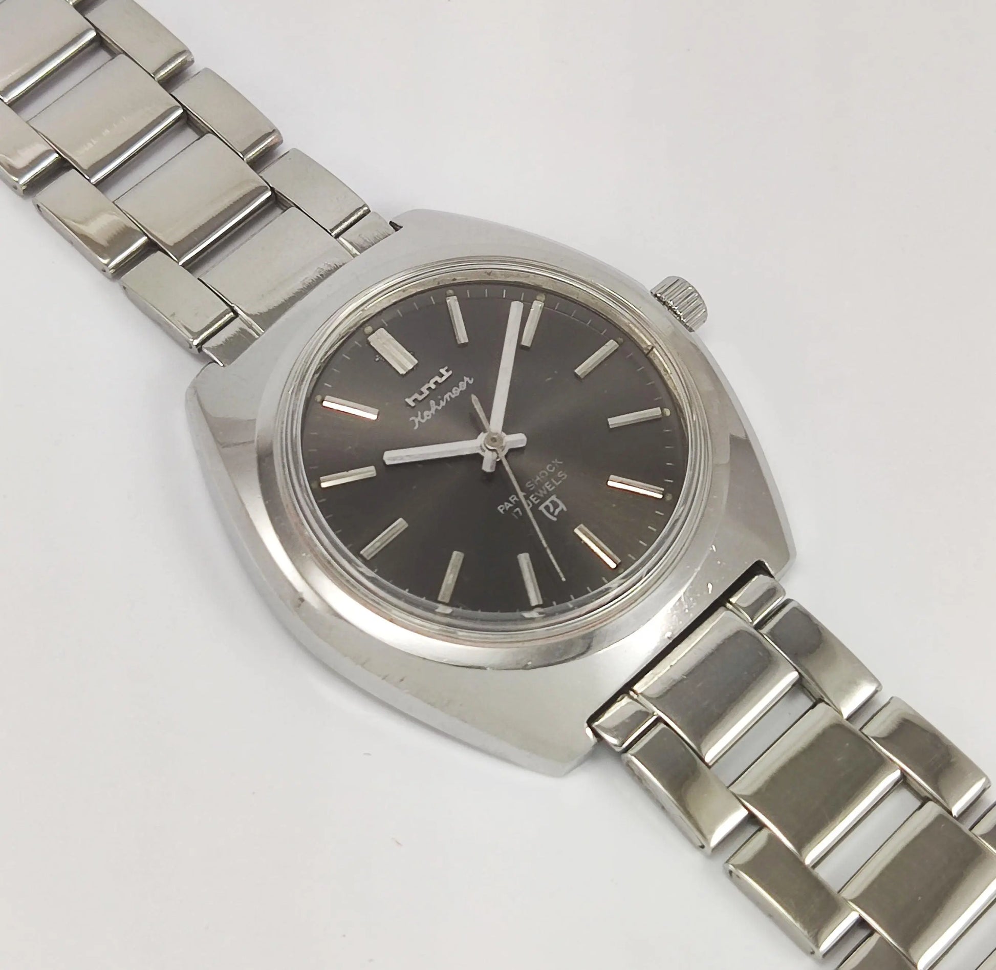HMT Kohinoor Para Shock 17 Jewels Gray Dial Mechanical Hand winding Men's Wrist Watch - Discover-Diamonds