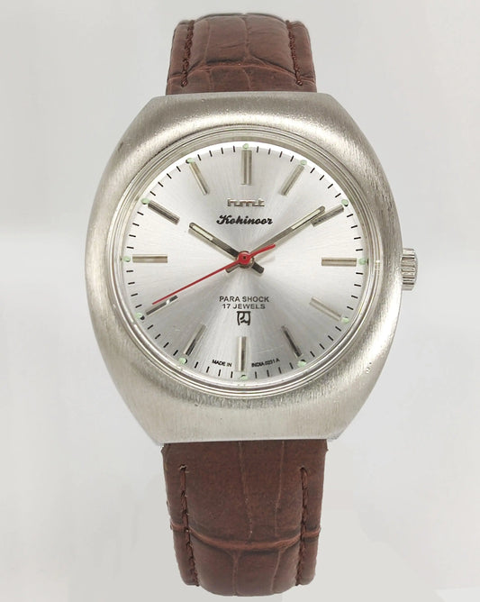 HMT Kohinoor Para Shock 17 Jewels Silver Dial Mechanical Hand winding Men's Wrist Watch - Discover-Diamonds