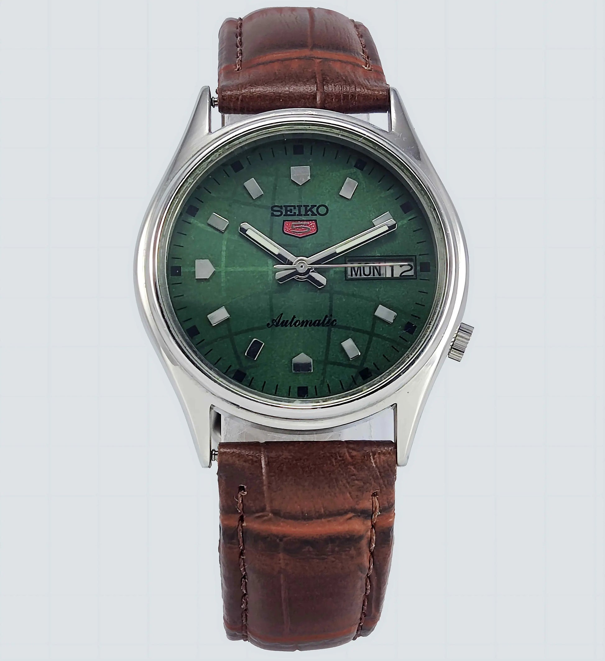 Seiko 5 Automatic-7009A Analog 17 Jewels Analog Day Date Green Dial Men's Mechanical Watch - Discover-Diamonds