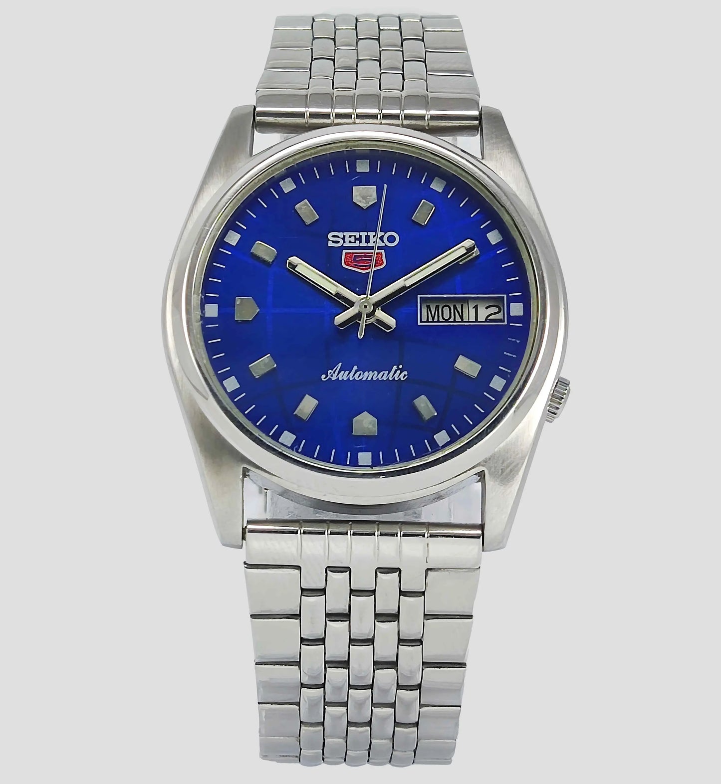 Blue Seiko 5 Automatic-7009A Analog 17 Jewels Analog Day Date Men's Mechanical Watch - Discover-Diamonds