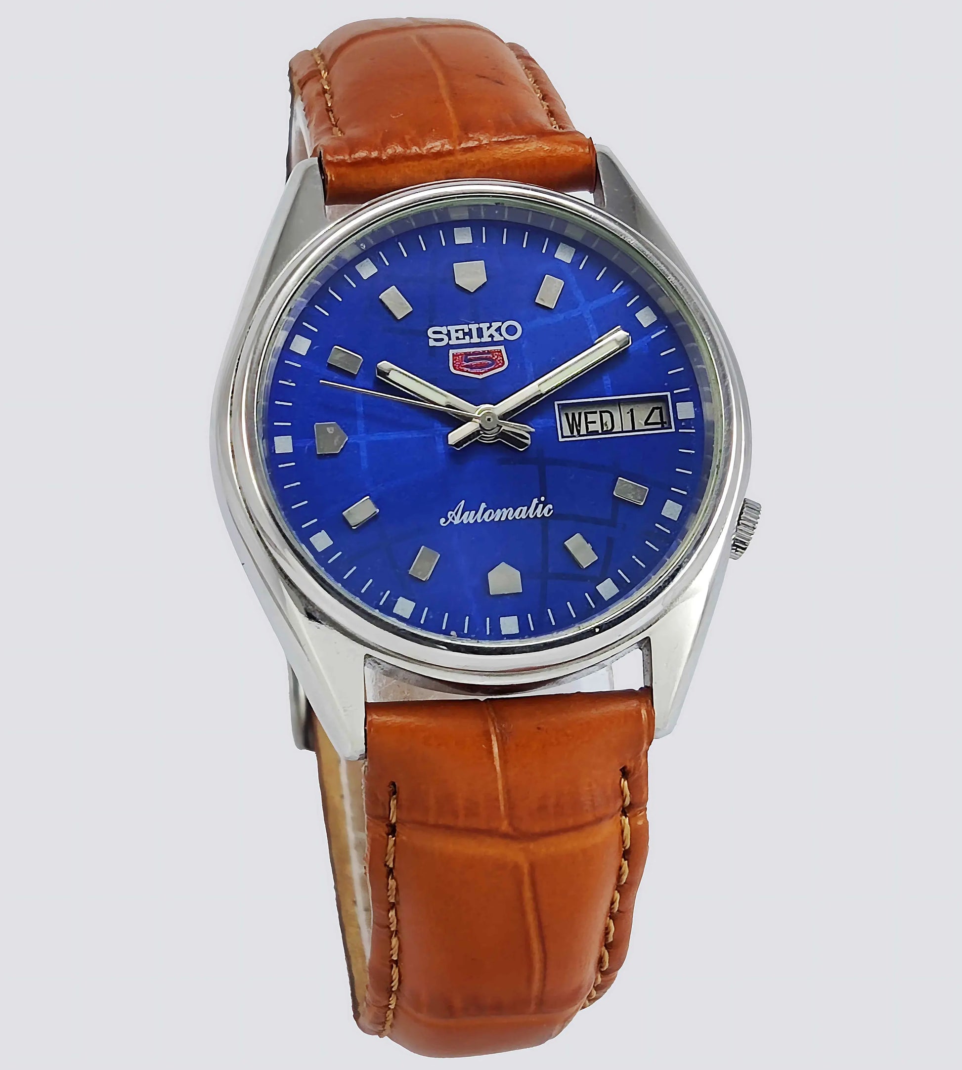 Seiko 5 Automatic-7009A Analog 17 Jewels Analog Day Date Blue Dial Men's Mechanical Watch - Discover-Diamonds