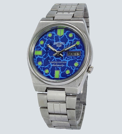 Blue Seiko 5 Automatic-7009A Analog 17 Jewels Analog Day Date Men's Mechanical Watch - Discover-Diamonds