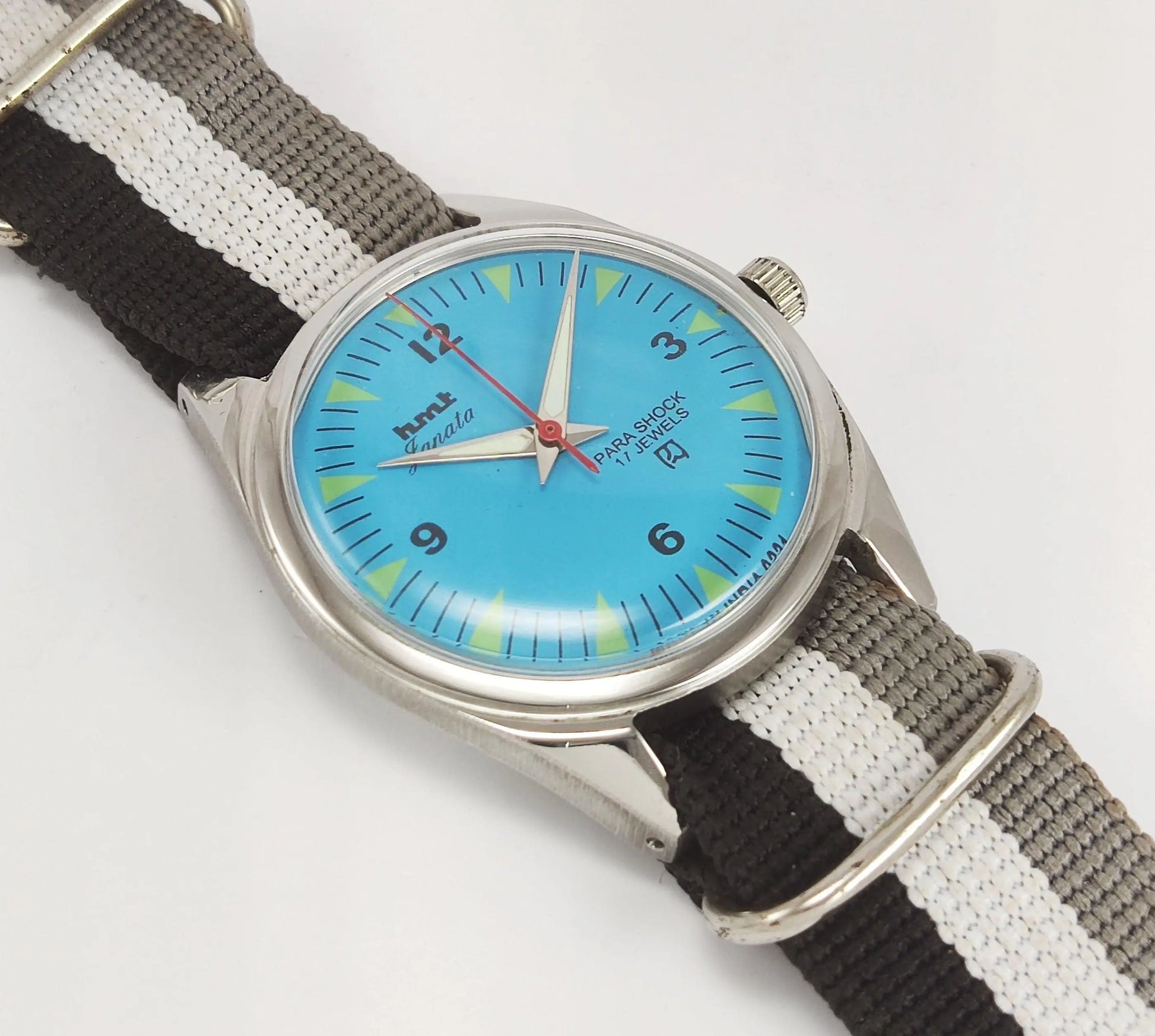 HMT Janata Para Shock 17 Jewels Blue Dial Mechanical Hand winding Men's Wrist Watch - Discover-Diamonds