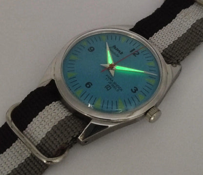 HMT Janata Para Shock 17 Jewels Blue Dial Mechanical Hand winding Men's Wrist Watch - Discover-Diamonds