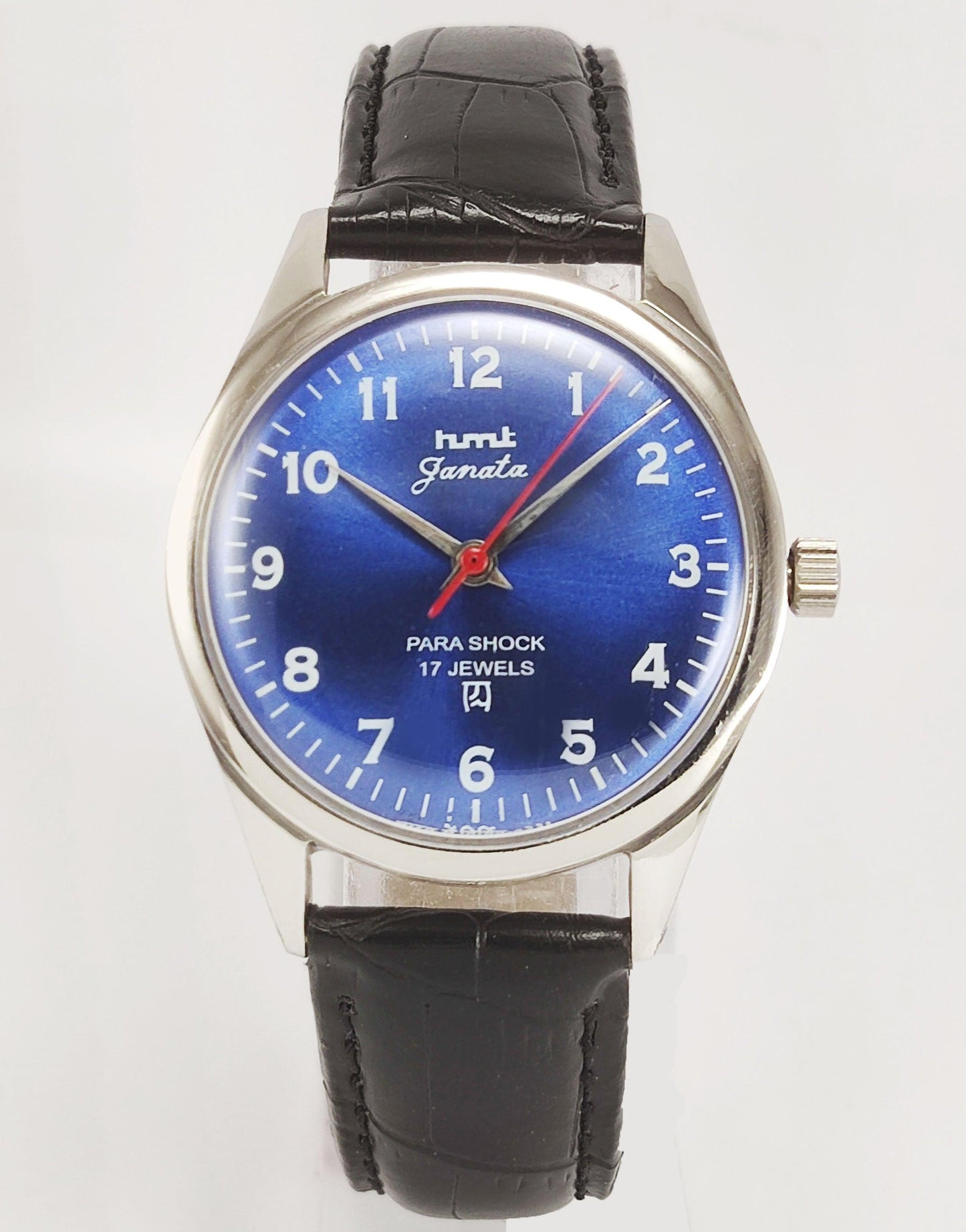 HMT Janata Para Shock 17 Jewels Navy Blue Dial Mechanical Hand winding Men's Wrist Watch - Discover-Diamonds