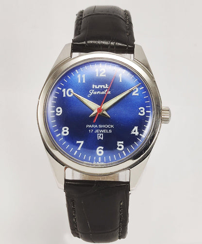 HMT Janata Para Shock 17 Jewels Blue Dial Radium Hands Mechanical Hand winding Men's Wrist Watch - Discover-Diamonds