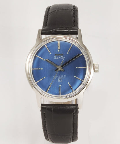 HMT Sartaj Para Shock 17 Jewels Blue Dial Mechanical Hand winding Men's Wrist Watch - Discover-Diamonds