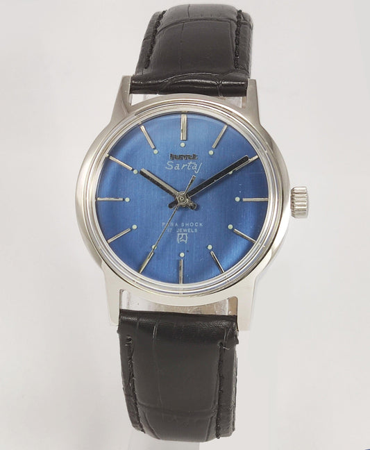 HMT Sartaj Para Shock 17 Jewels Blue Dial Mechanical Hand winding Men's Wrist Watch - Discover-Diamonds