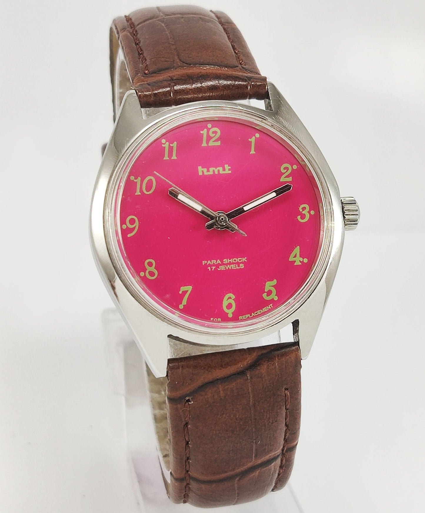 HMT Para Shock 17 Jewels Pink Dial Mechanical Hand winding Men's Wrist Watch - Discover-Diamonds