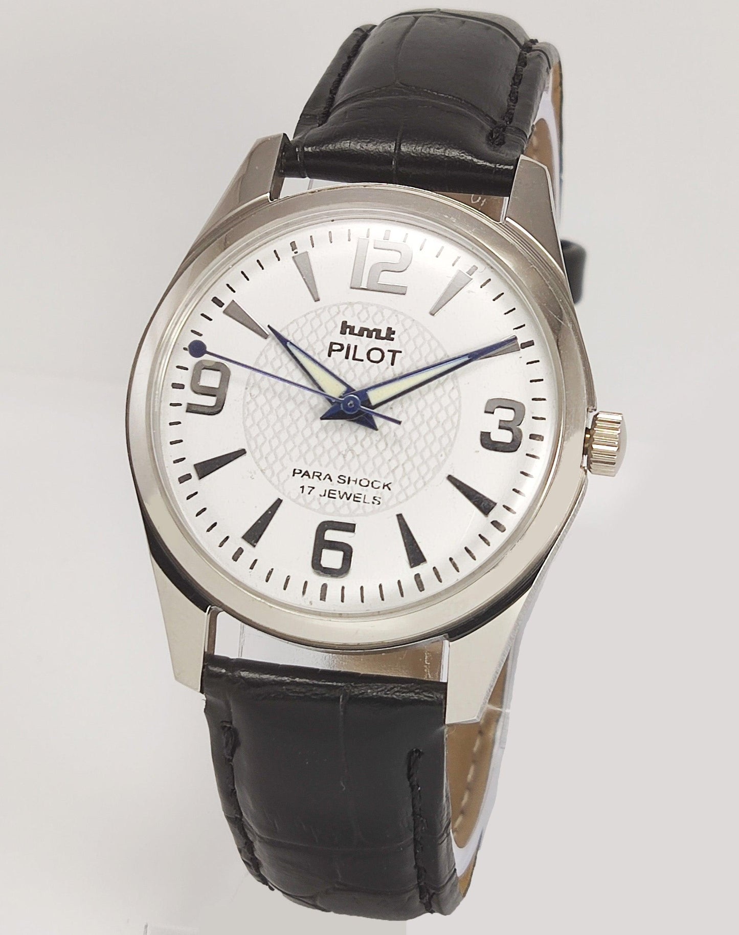 HMT Pilot Para Shock 17 Jewels White Dial Mechanical Hand winding Men's Wrist Watch Discover-Diamonds