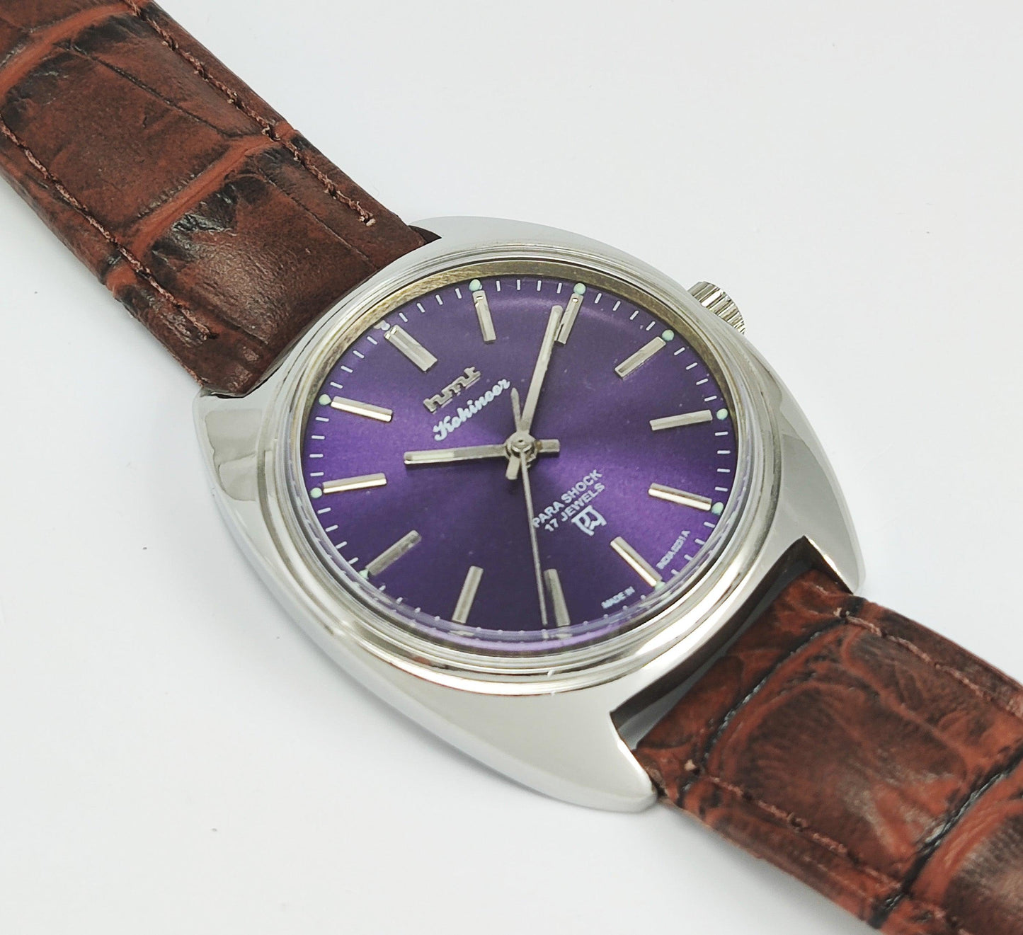 HMT Kohinoor Para Shock 17 Jewels Purple Dial Mechanical Hand winding Men's Watch - Discover-Diamonds