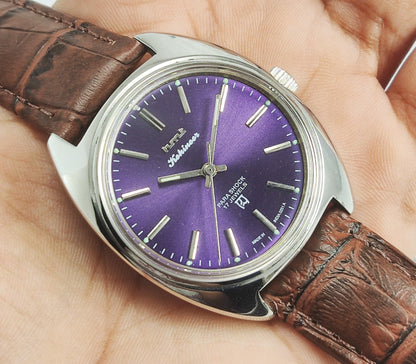 HMT Kohinoor Para Shock 17 Jewels Purple Dial Mechanical Hand winding Men's Watch - Discover-Diamonds