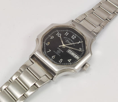 Vintage WEST END SOWAR PRIMA Swiss Made Mechanical Automatic Black Dial 17 Jewels Day-Date Function Men's Wrist Watch ETA2836-2 Discover-Diamonds