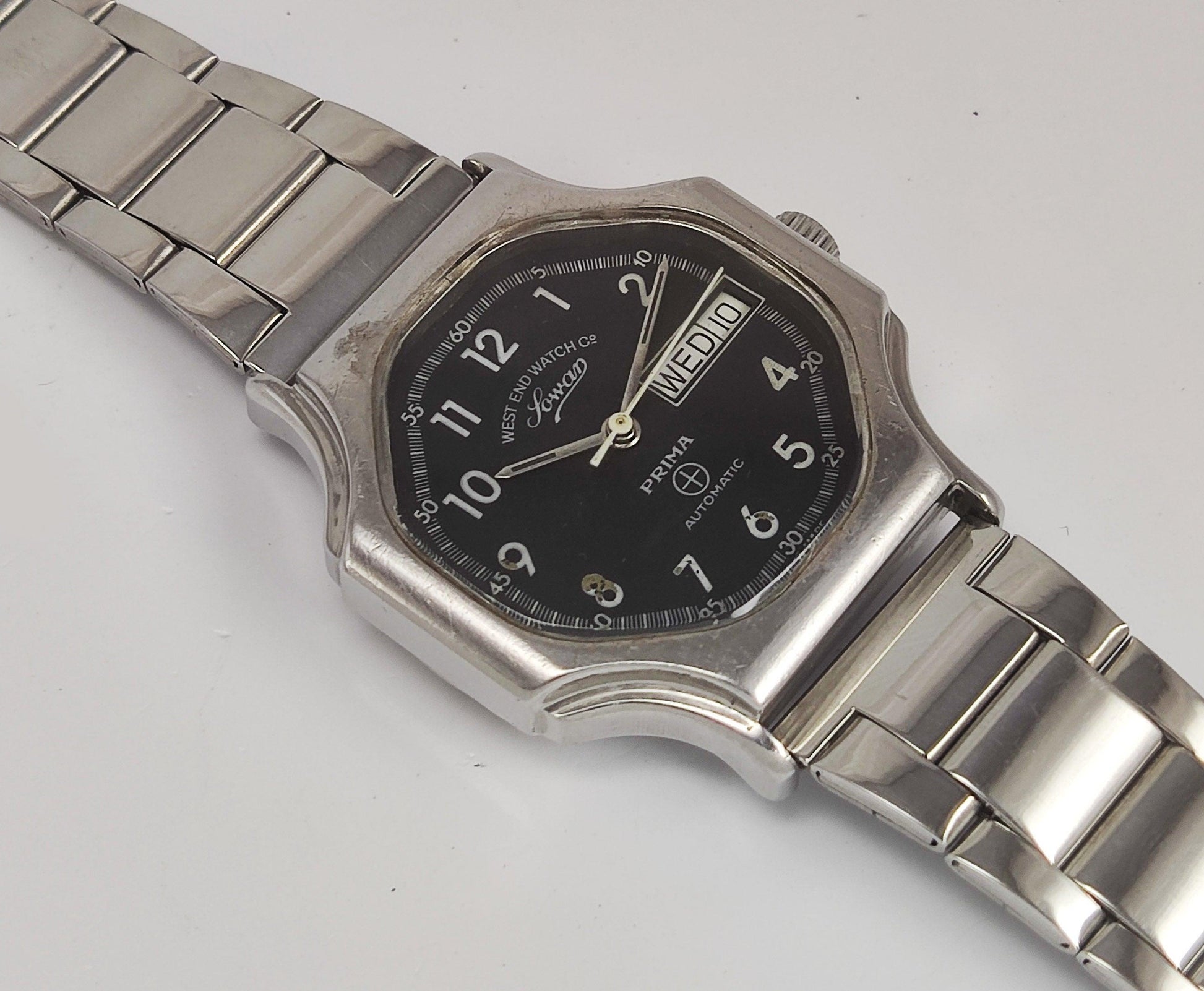 Vintage WEST END SOWAR PRIMA Swiss Made Mechanical Automatic Black Dial 17 Jewels Day-Date Function Men's Wrist Watch ETA2836-2 Discover-Diamonds