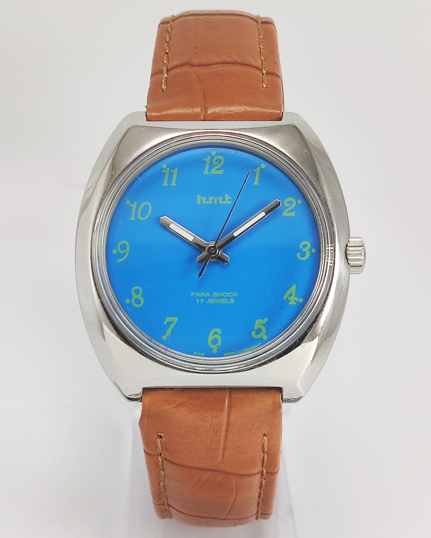 HMT Para Shock 17 Jewels Blue Dial Mechanical Hand winding Men's Wrist Watch Discover-Diamonds