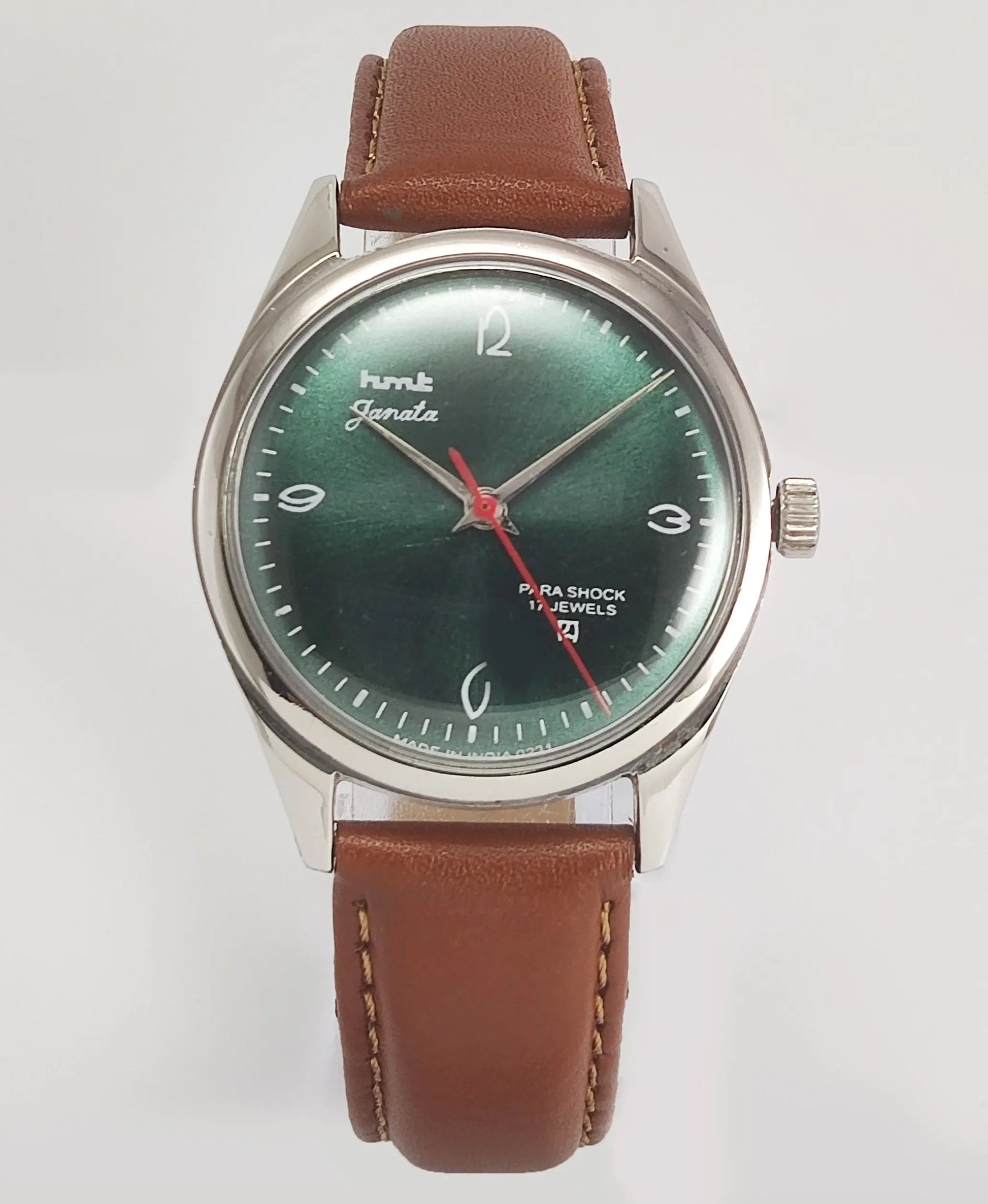 HMT Janata Para Shock 17 Jewels Green Dial Mechanical Hand winding Men's Wrist Watch Discover-Diamonds