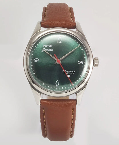 HMT Janata Para Shock 17 Jewels Green Dial Mechanical Hand winding Men's Wrist Watch Discover-Diamonds