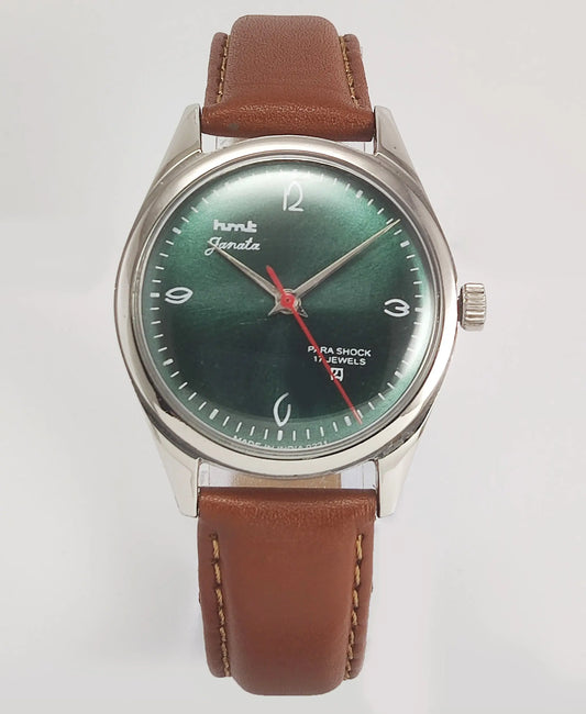 HMT Janata Para Shock 17 Jewels Green Dial Mechanical Hand winding Men's Wrist Watch Discover-Diamonds