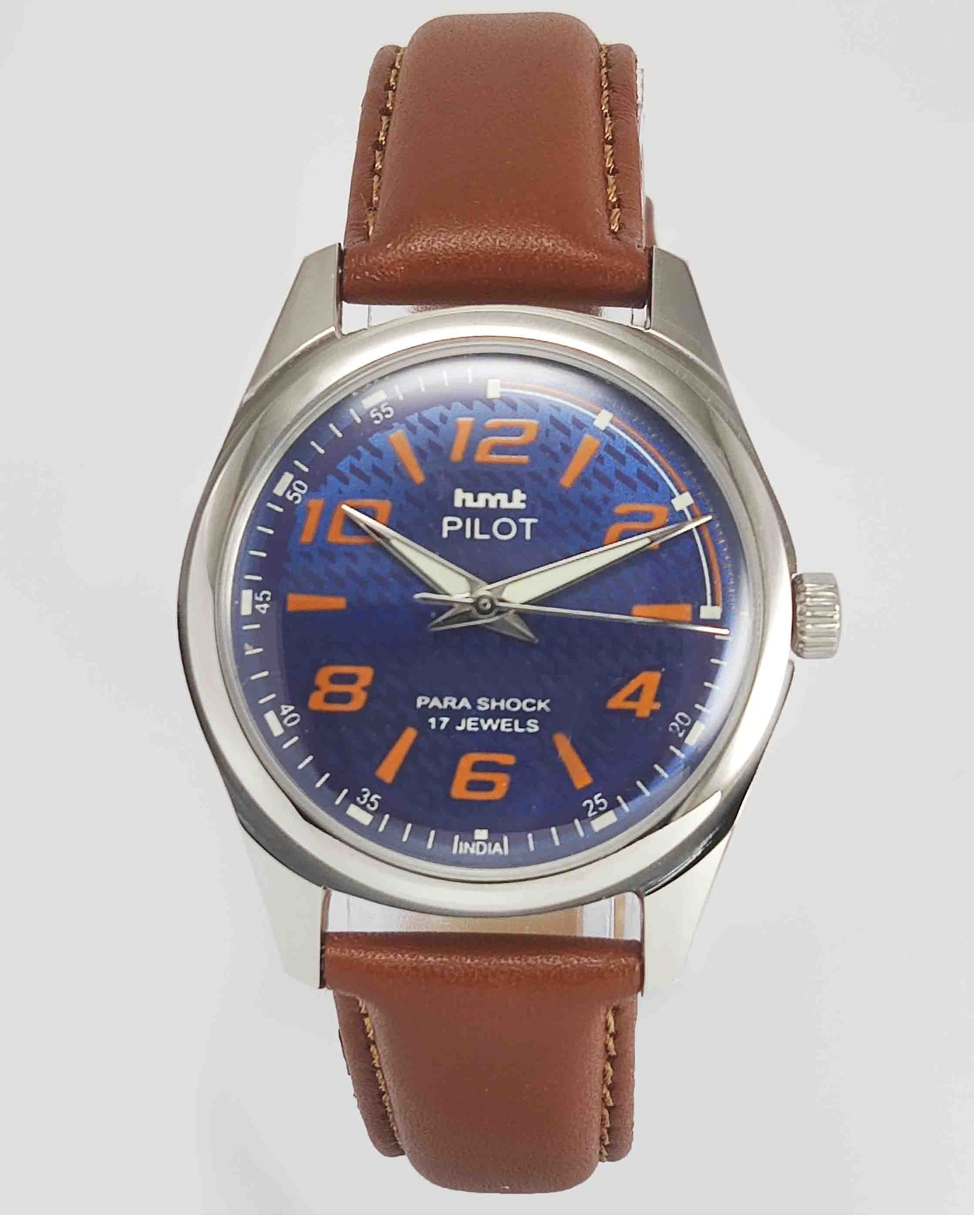 HMT Pilot Para Shock 17 Jewels Navy Blue Color Dial Transparent
