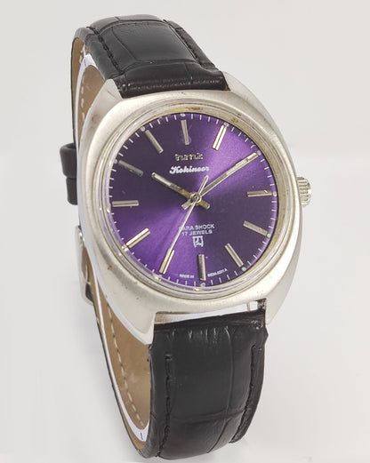 HMT Kohinoor Para Shock 17 Jewels Purple Dial Mechanical Hand winding Men's Wrist Watch Discover-Diamonds