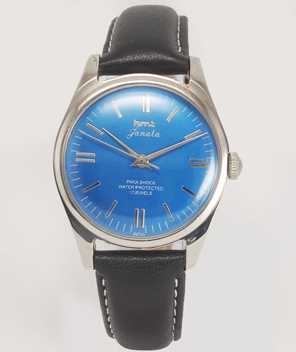 HMT Janata Para Shock 17 Jewels Blue Dial Mechanical Hand winding Men's Wrist Watch Discover-Diamonds