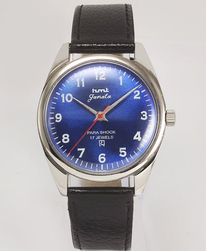 HMT Janata 17 Jewels Royal Blue Dial Mechanical Hand winding Men's Wrist Watch - Discover-Diamonds