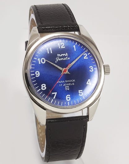 HMT Janata 17 Jewels Royal Blue Dial Mechanical Hand winding Men's Wrist Watch - Discover-Diamonds