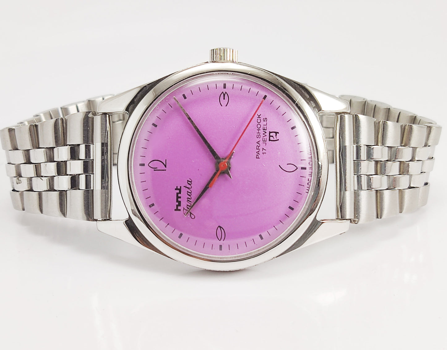 HMT Janata 17 Jewels Purple Dial Mechanical Hand winding Men's Wrist Watch - Discover-Diamonds