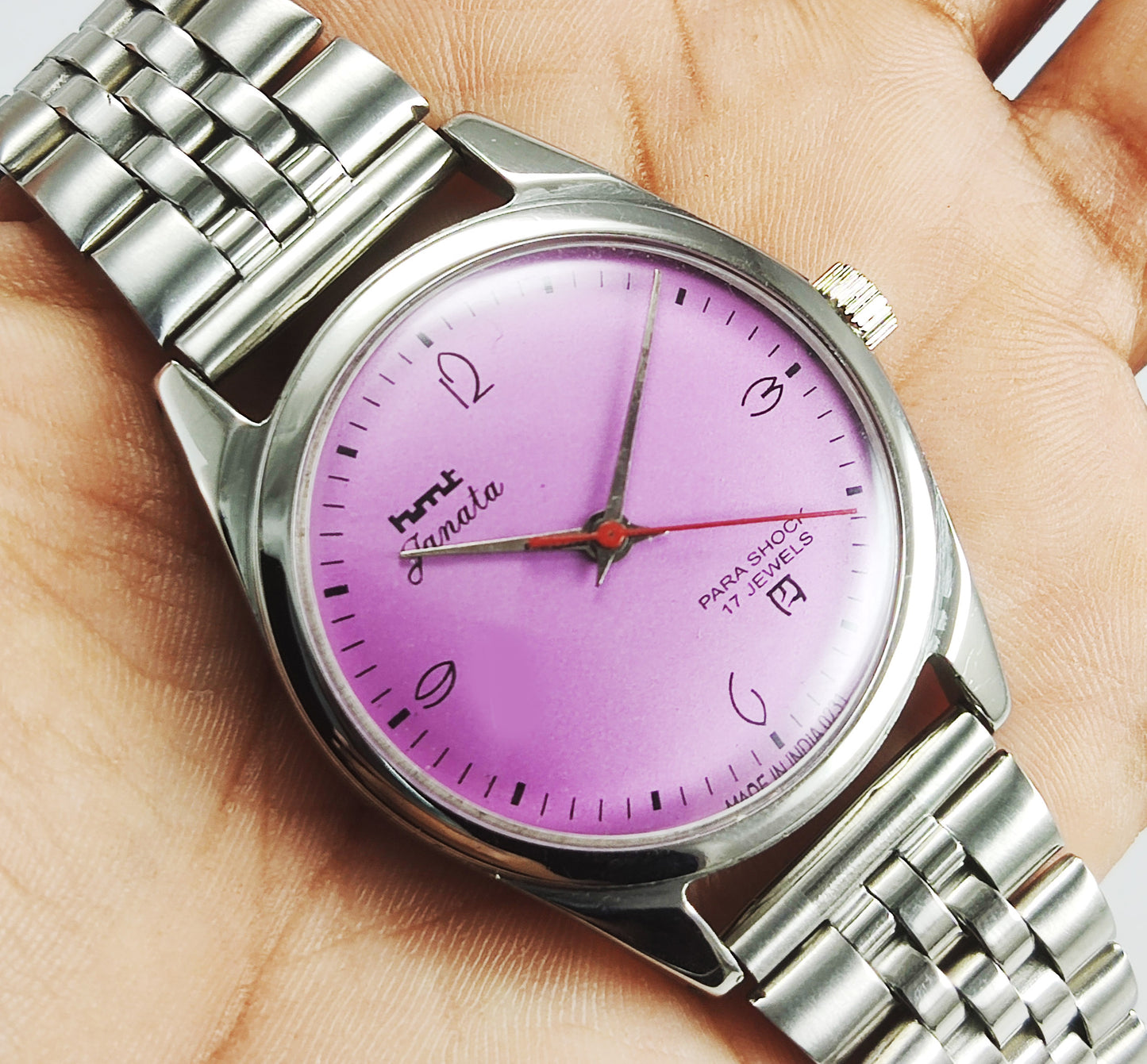 HMT Janata 17 Jewels Purple Dial Mechanical Hand winding Men's Wrist Watch - Discover-Diamonds