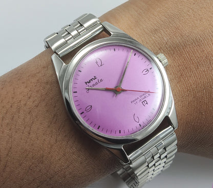 HMT Janata 17 Jewels Purple Dial Mechanical Hand winding Men's Wrist Watch - Discover-Diamonds