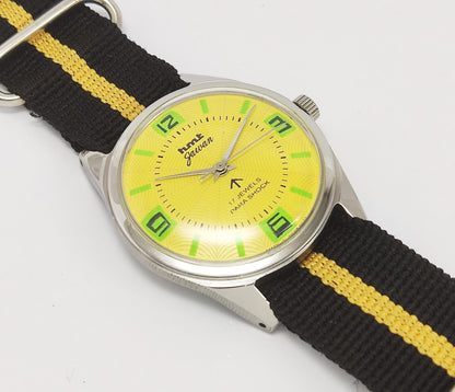 HMT Jawan Para Shock 17 Jewels Yellow Dial Mechanical Hand winding Men's Wrist Watch - Discover-Diamonds