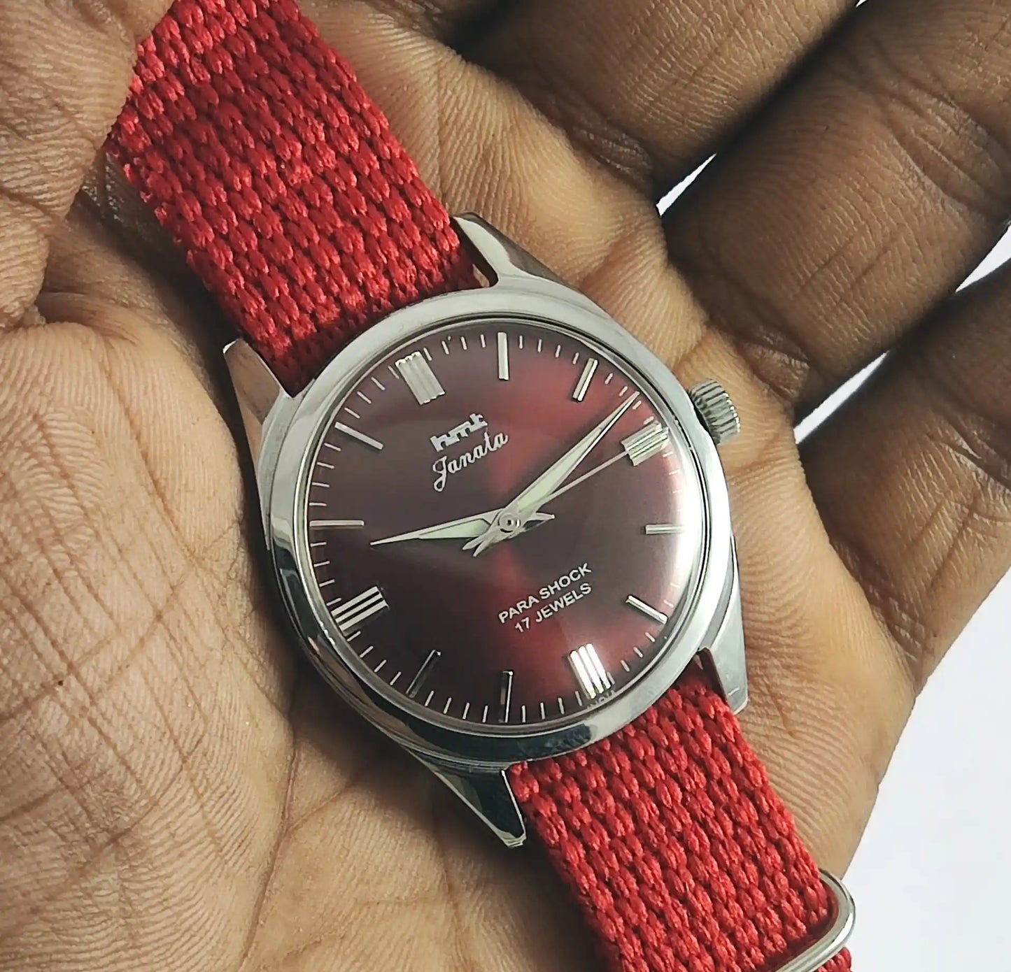 HMT Janata Para Shock 17 Jewels Red Dial Watch 0231 Discover-Diamonds