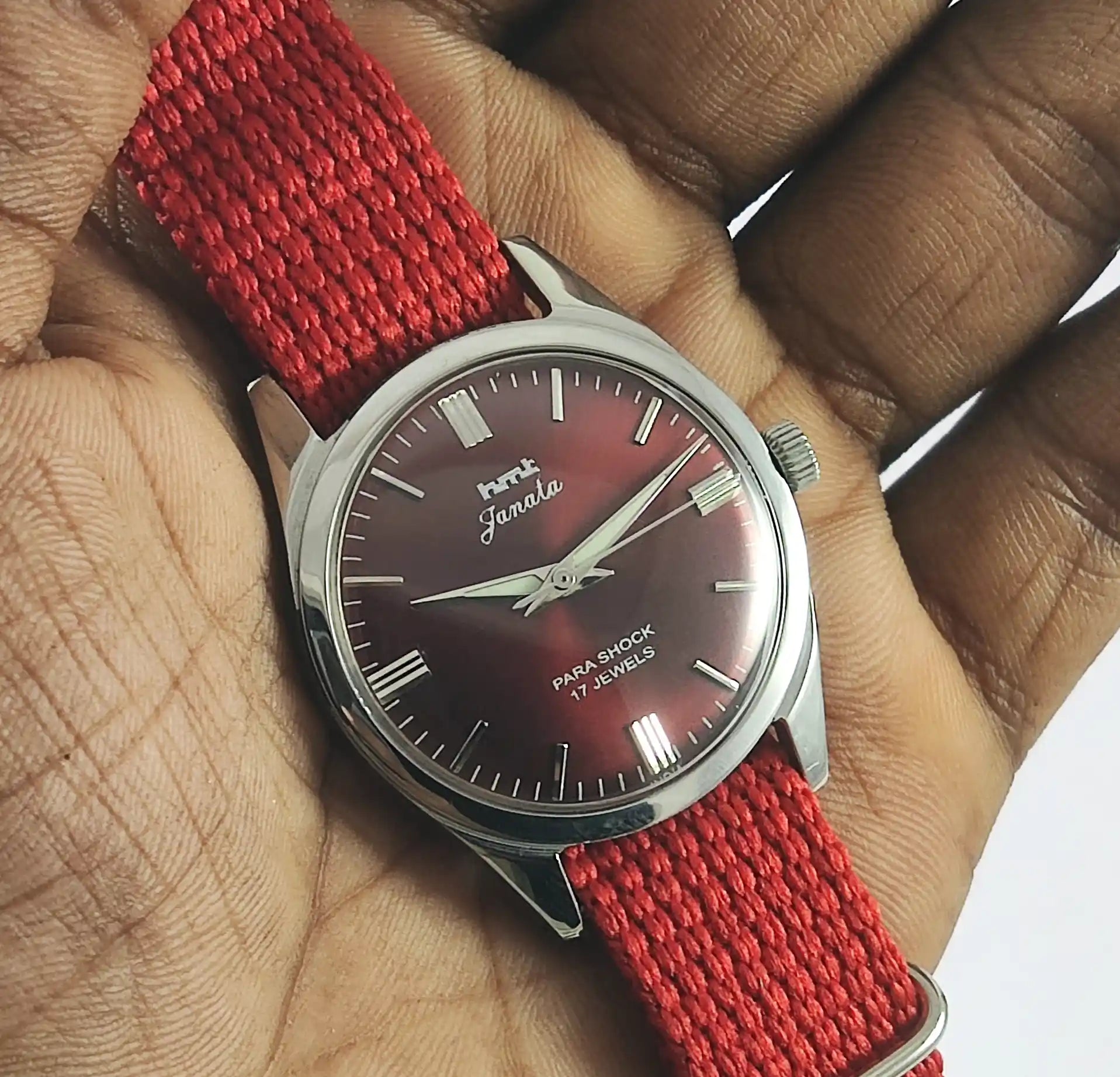 HMT Janata Para Shock 17 Jewels Red Dial Watch 0231 Discover-Diamonds
