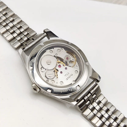 HMT Janata Silver Dial Devanagari Font Handwinding Watch Transparent Back