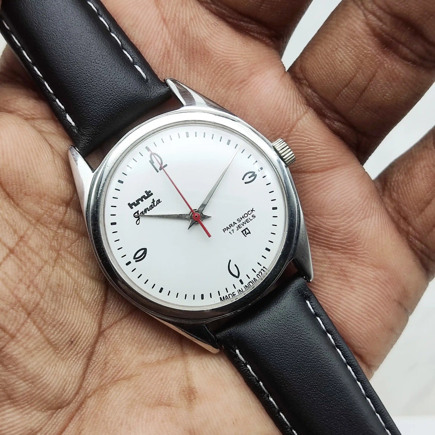 HMT Janata White Dial 17 Jewels Handwinding Watch English Numerals