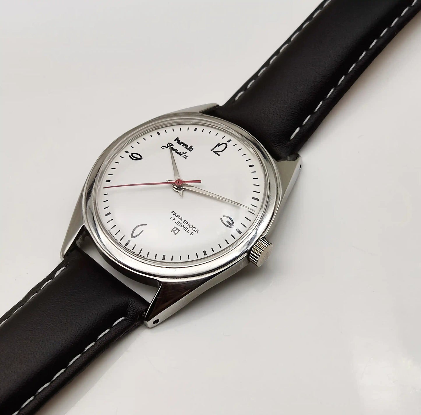 HMT Janata White Dial 17 Jewels Handwinding Watch English Numerals