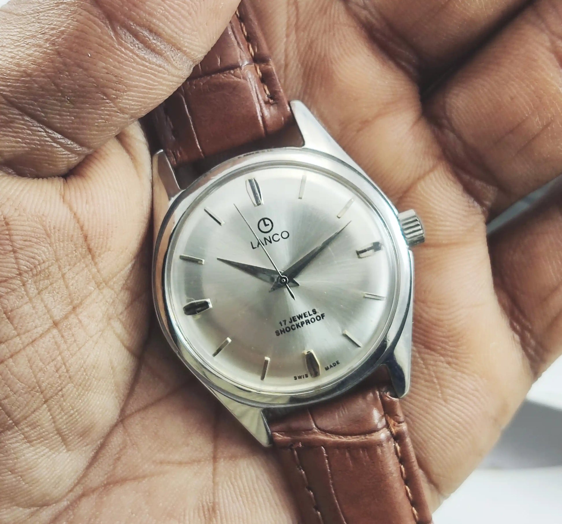 LANCO 17 Jewels Shock Proof Silver Dial Swiss Made Handwinding 0231 Discover-Diamonds