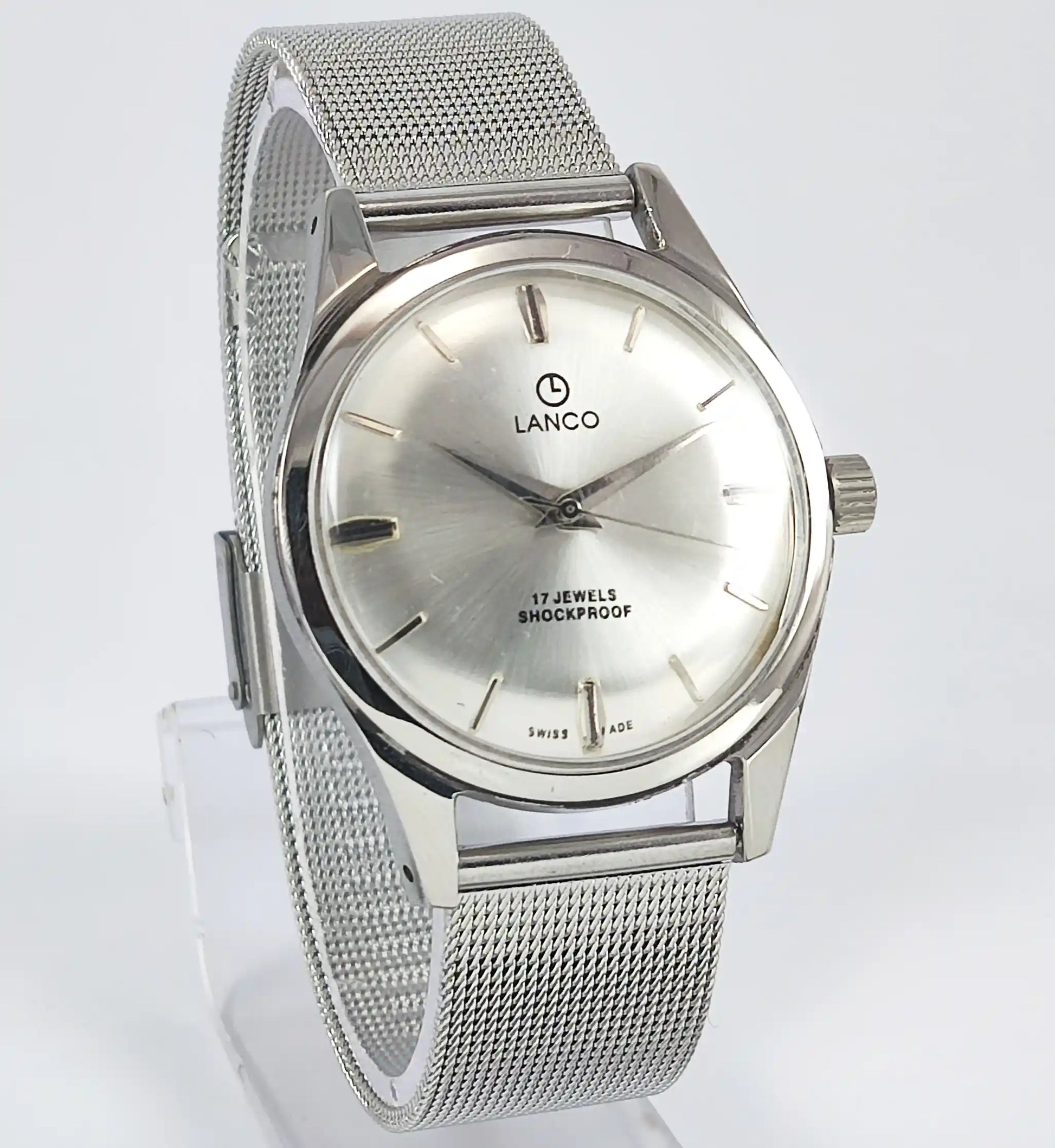 LANCO 17 Jewels Shock Proof Silver Dial Swiss Made Handwinding Discover-Diamonds