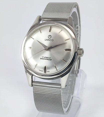 LANCO 17 Jewels Shock Proof Silver Dial Swiss Made Handwinding Discover-Diamonds