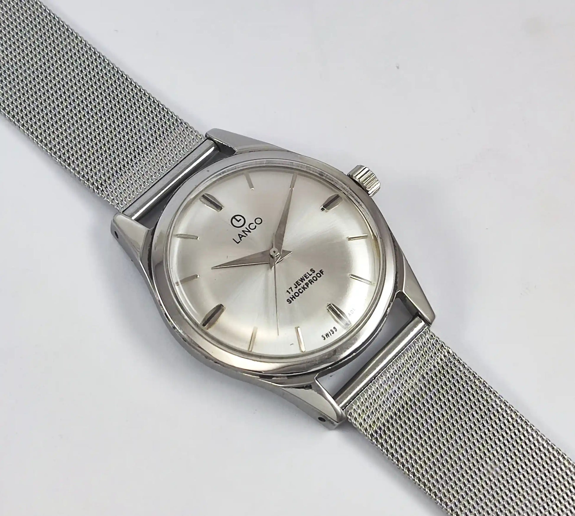 LANCO 17 Jewels Shock Proof Silver Dial Swiss Made Handwinding Discover-Diamonds