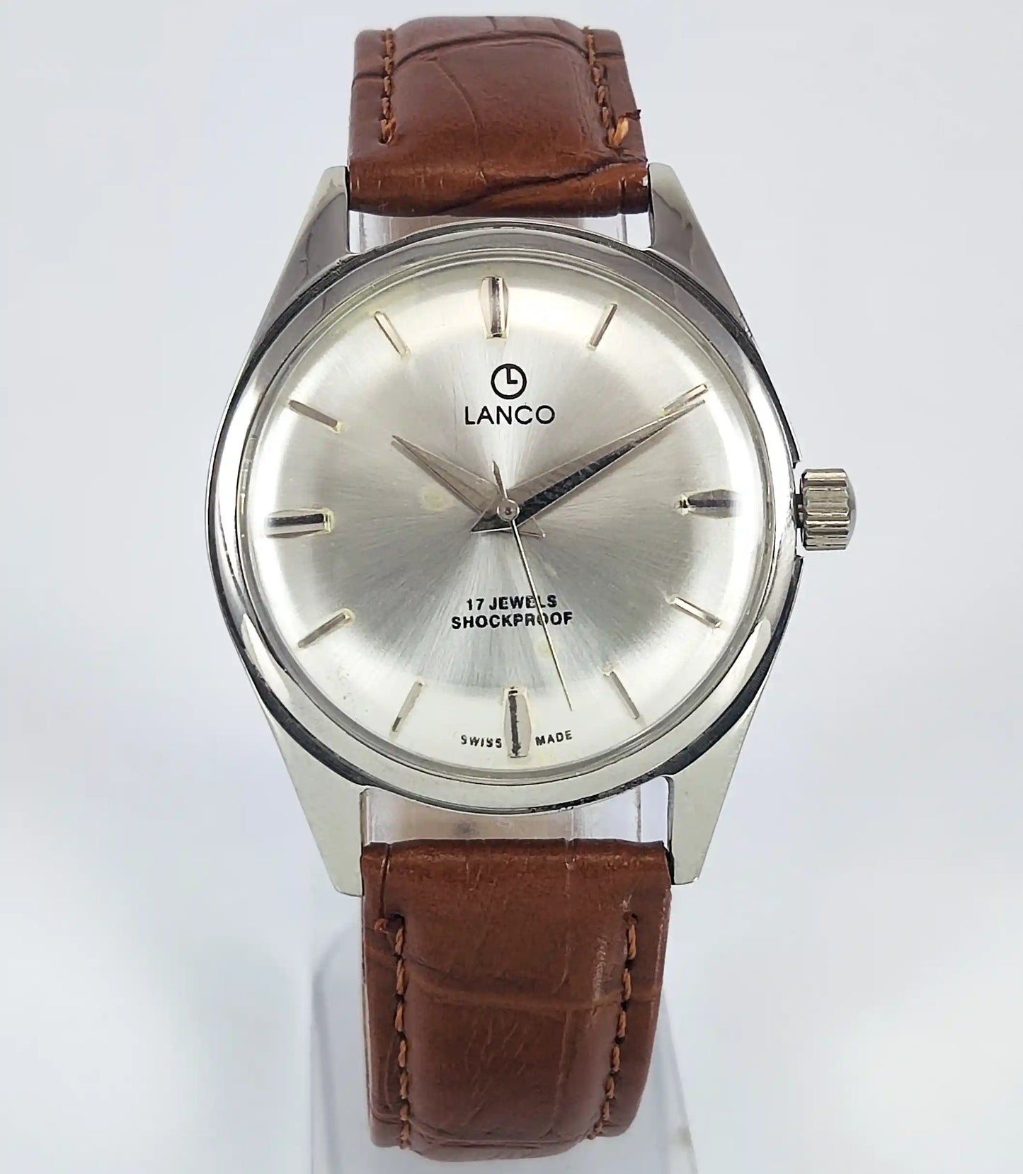 LANCO Silver Dial 17 Jewels Shock Proof Swiss Made Handwinding Discover-Diamonds