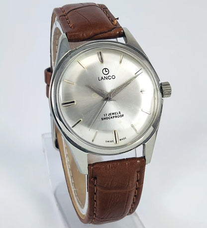 LANCO Silver Dial 17 Jewels Shock Proof Swiss Made Handwinding Discover-Diamonds