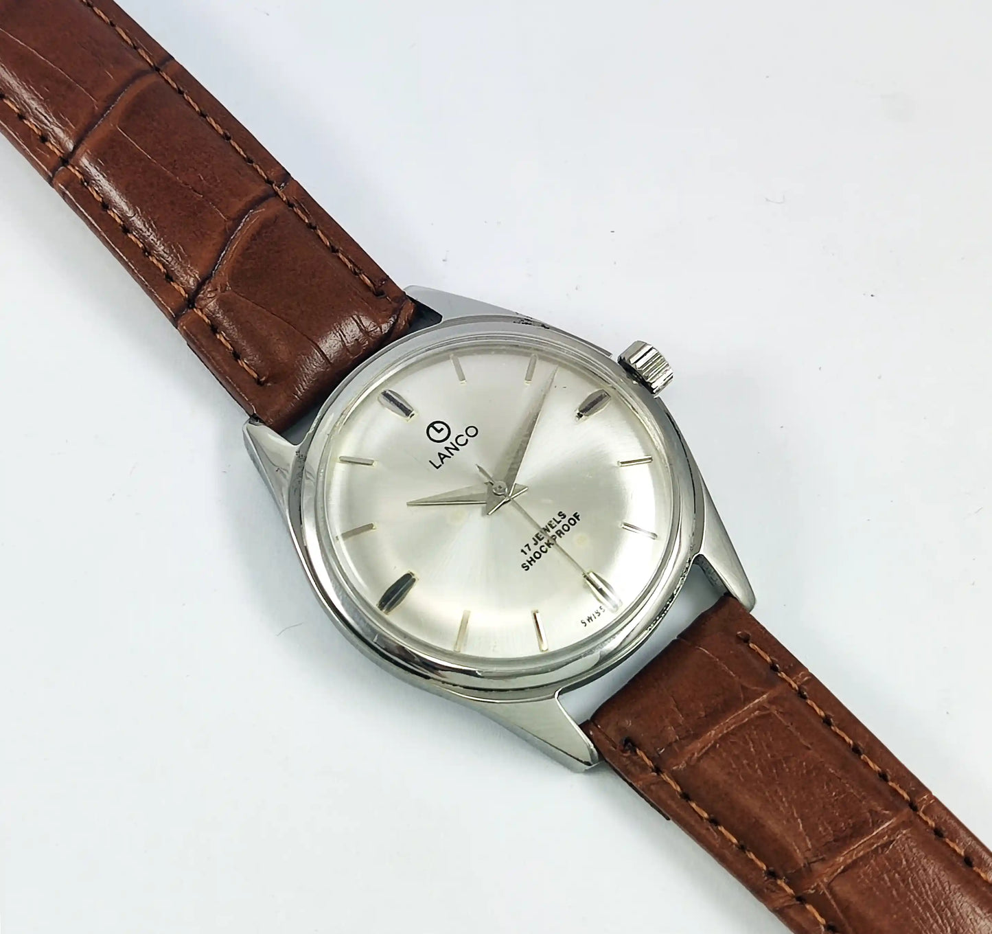 LANCO Silver Dial 17 Jewels Shock Proof Swiss Made Handwinding Discover-Diamonds