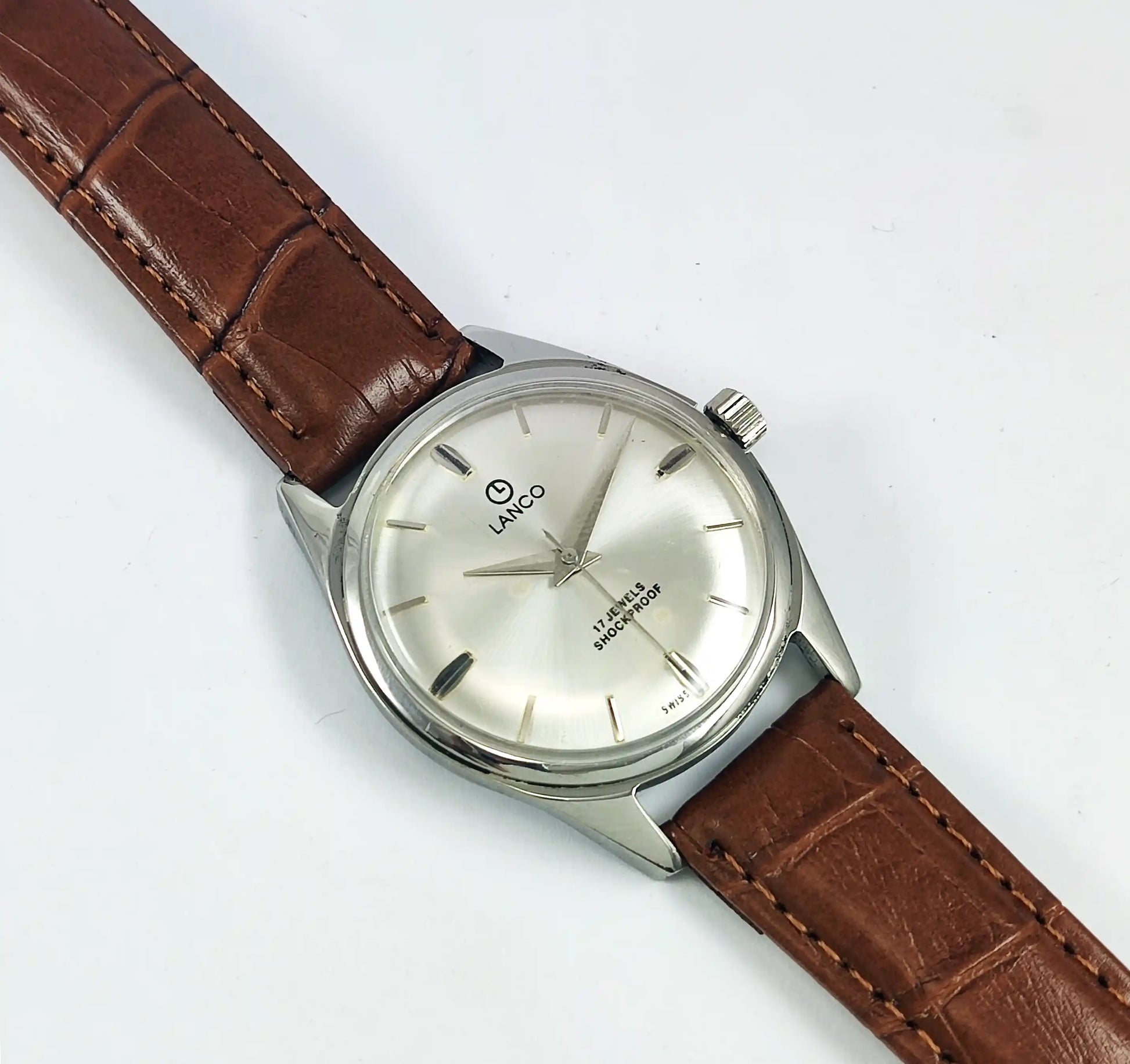 LANCO Silver Dial 17 Jewels Shock Proof Swiss Made Handwinding Discover-Diamonds