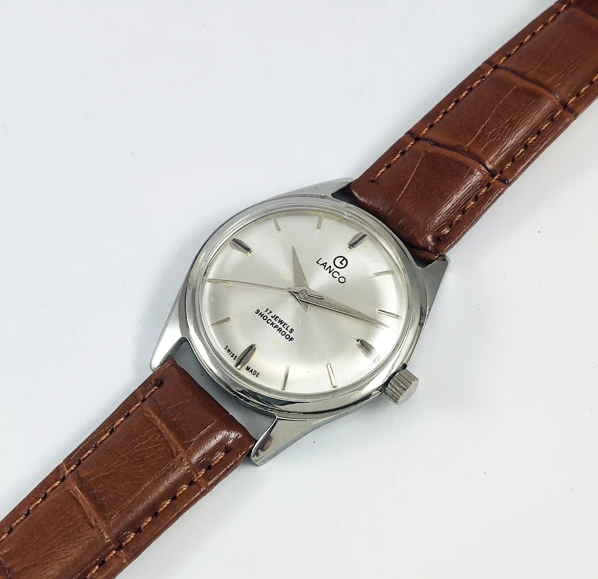 LANCO Silver Dial 17 Jewels Shock Proof Swiss Made Handwinding Discover-Diamonds